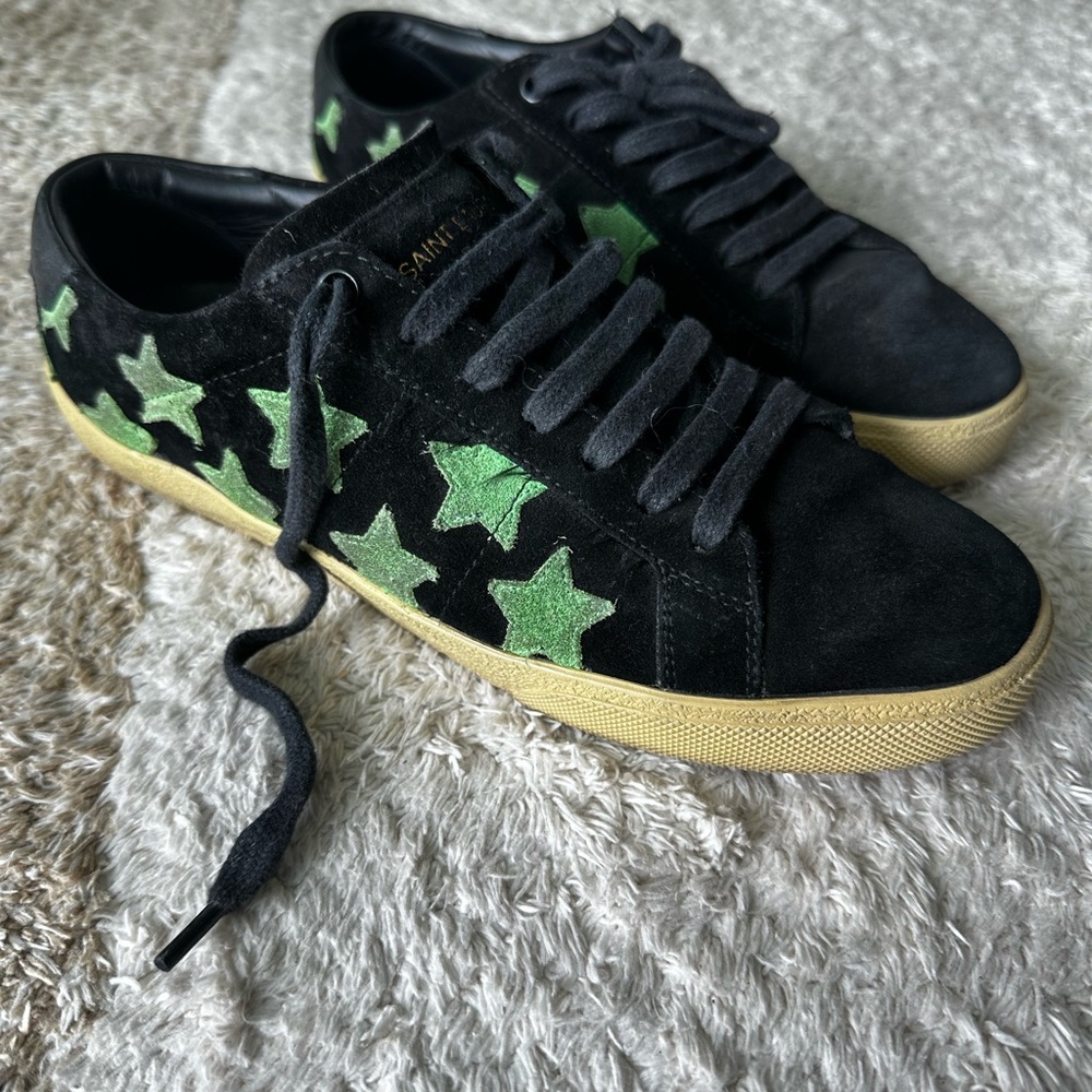 Saint Laurent Sneakers - Black with Green Stars